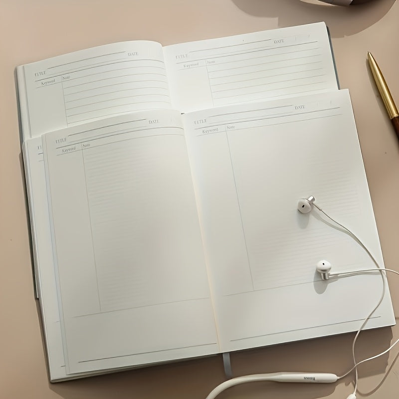 Custom High-Efficiency Notebook Suitable for the 5R Study Method - B5 Size, Fine PU Leather Cover, 100 Sheets\u002F200 Pages of High-Quality Paper, Suitable for Study Notes and Recording Daily Thoughts