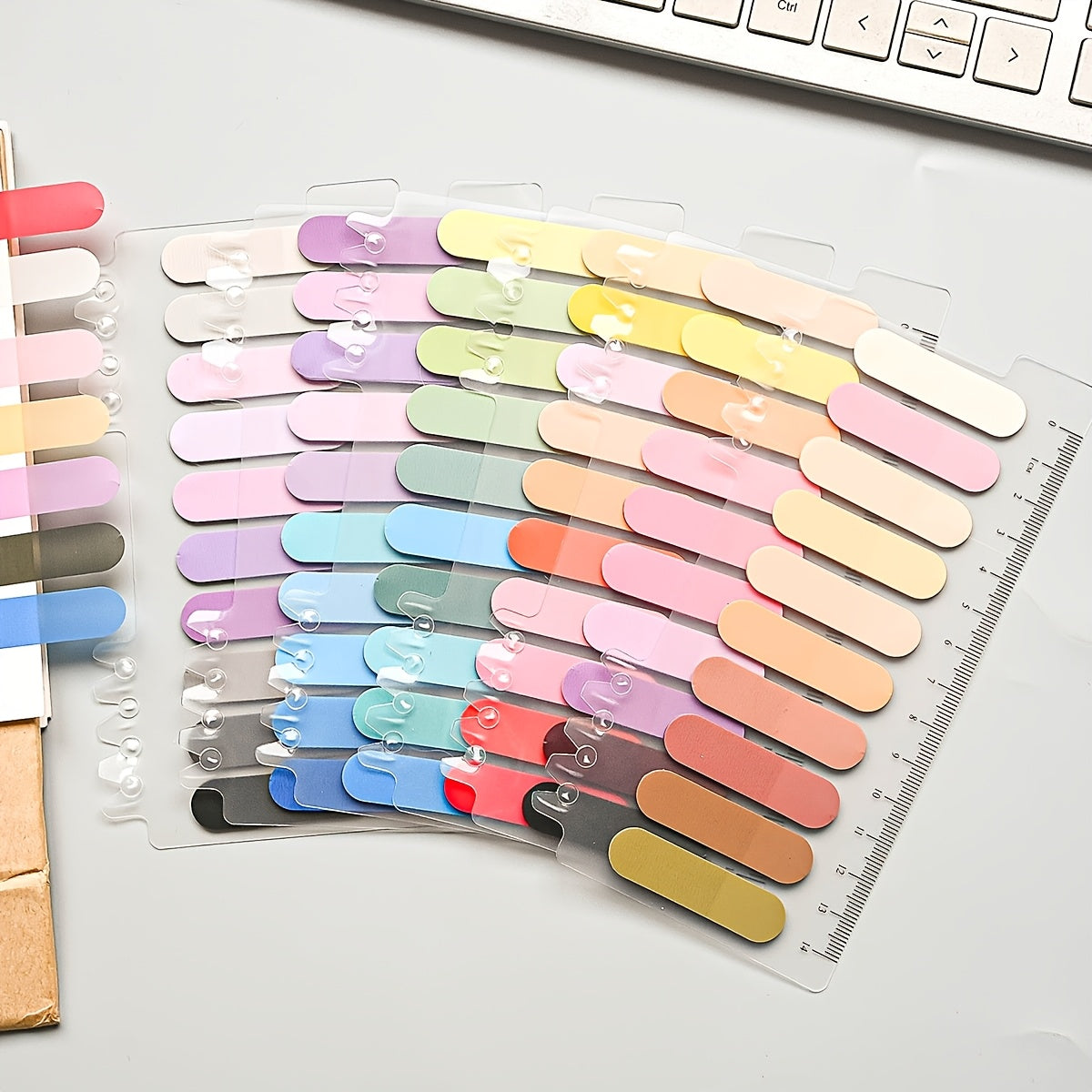 1 Pack of 200 Sheets, Semi-circular Gradient Color PET Sticky Notes, Transparent Index Tabs for Note-taking, Adhesive Memo Pads