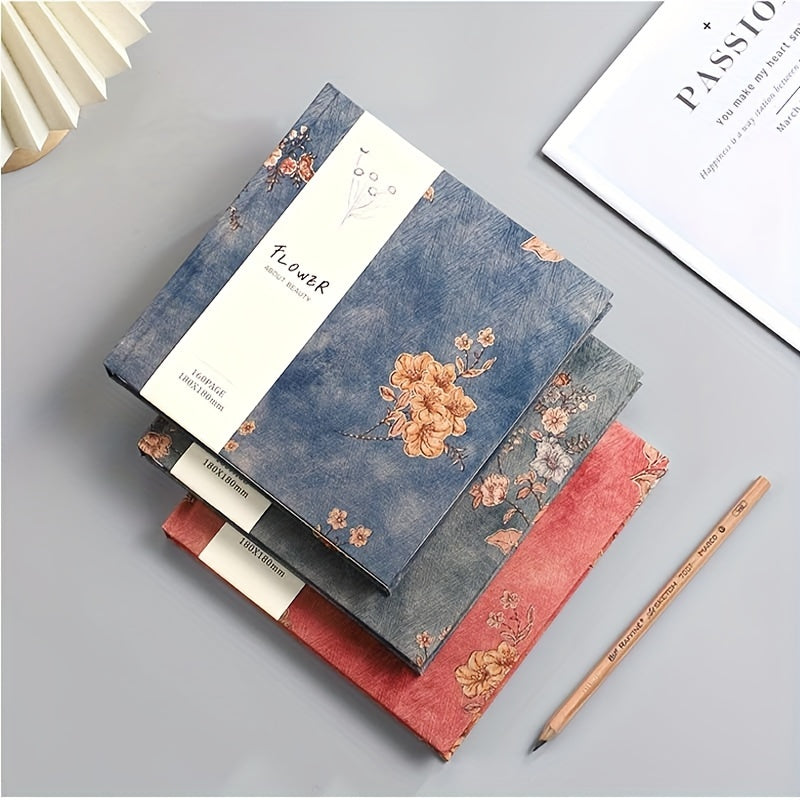 160 Pages of Artistic Retro Fabric Notebook with Full Blank Inner Pages, Drawing And Sketching Book, 7.09 * 7.09inch Thick Notebook