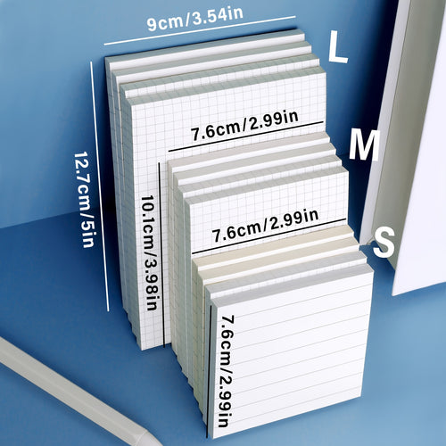 1 Book, Horizontal Strip, Square Grid Sticky Notes, Portable Student Note Markers, Notebooks, Writing Notebooks, Sticky Notes, Self-adhesive Notebooks for School Office 80 Small Size, 60 Large\u002Fmedium Size Notebooks
